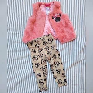 Disney Minnie Mouse faux fur vest and leggings set